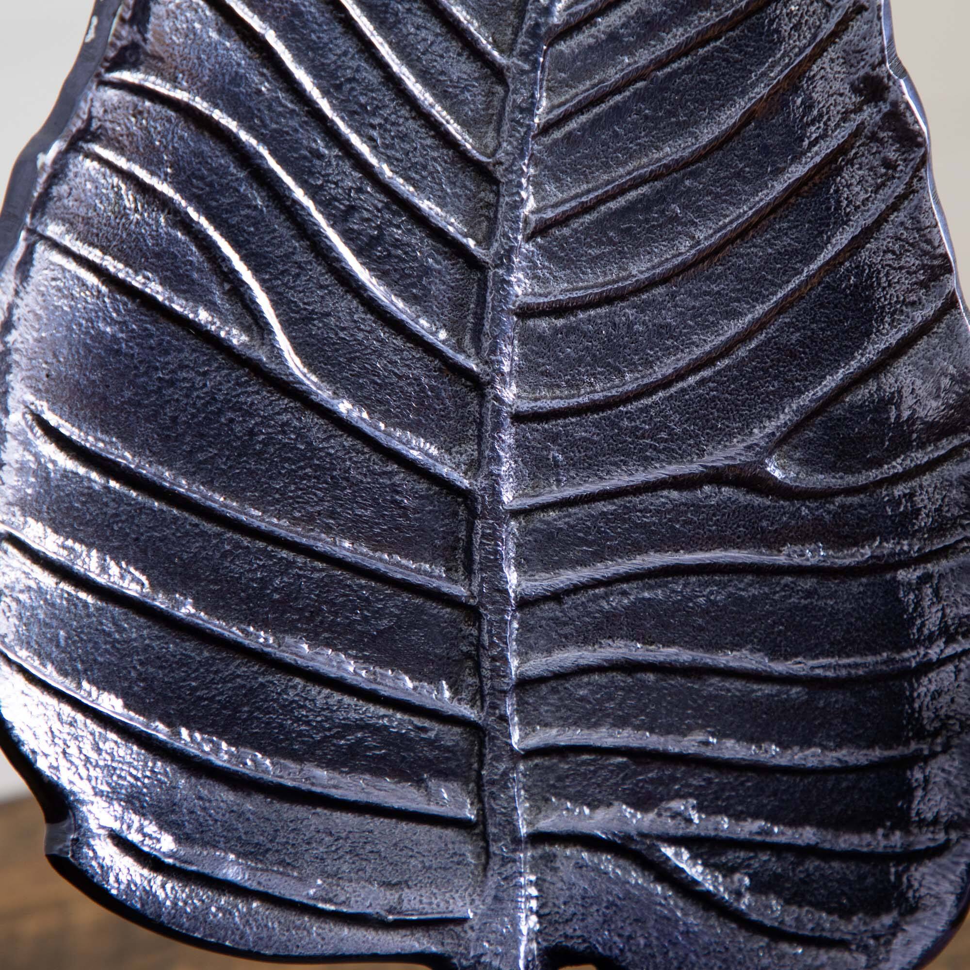 17" Aluminum Bodhi Leaf Sculpture Decorative Accent